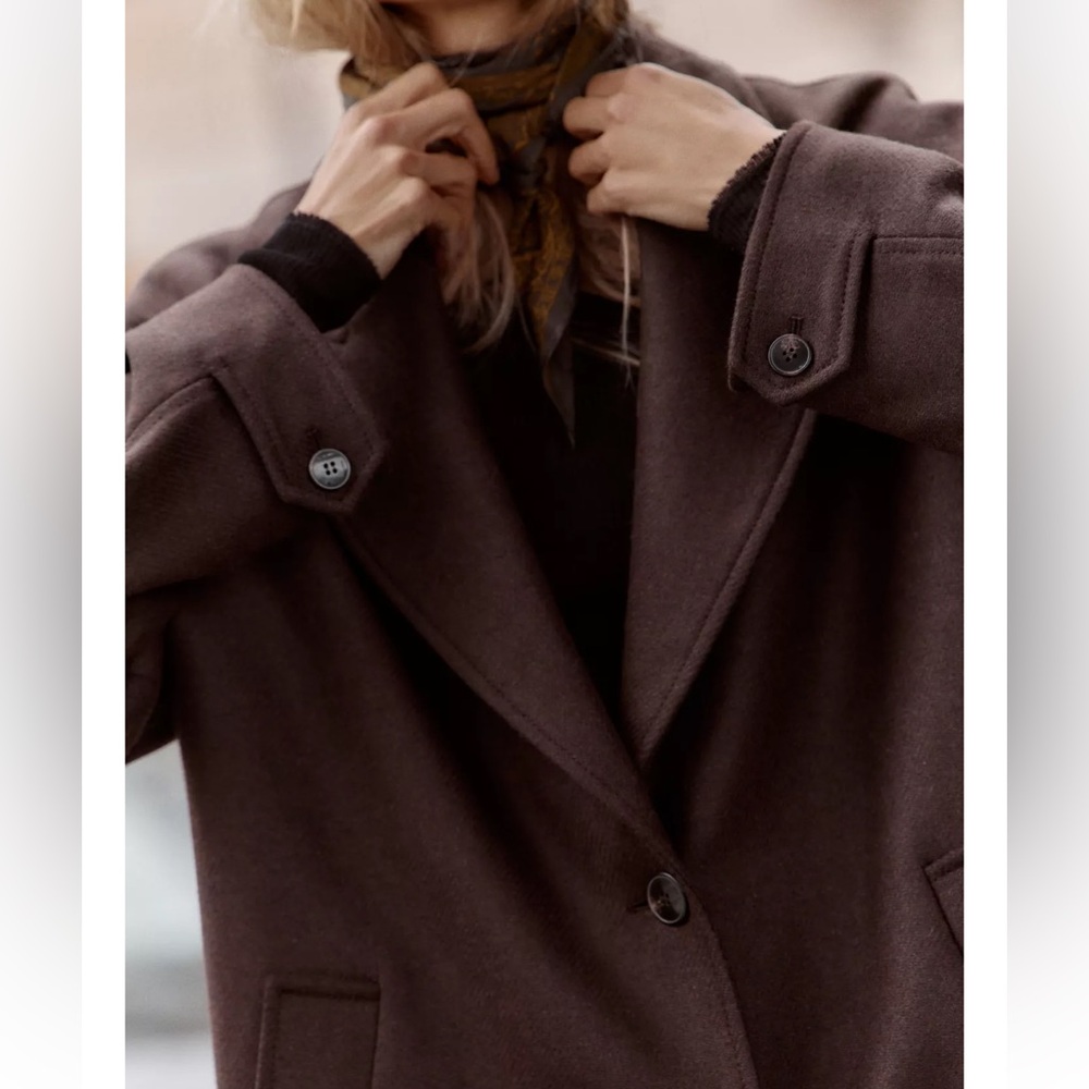 Zara Chocolate Brown Trench Coat NWT - Picture 8 of 16